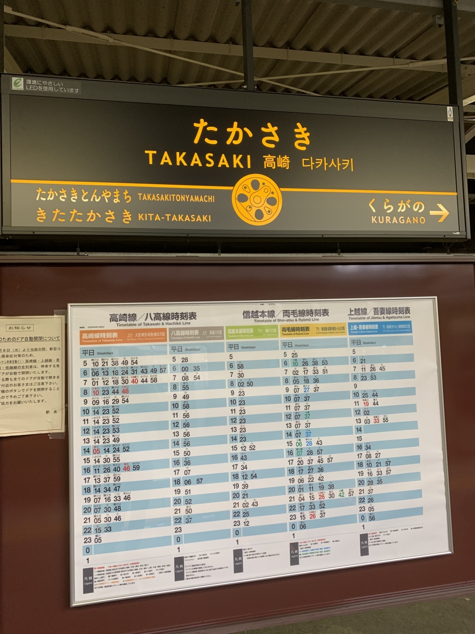 鉄道乗車記録「水上駅から高崎駅」駅名看板の写真(4) by hide 撮影日時:2020年08月22日
