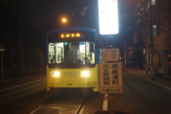 住吉鳥居前停留場から恵美須町停留場の乗車記録(乗りつぶし)写真