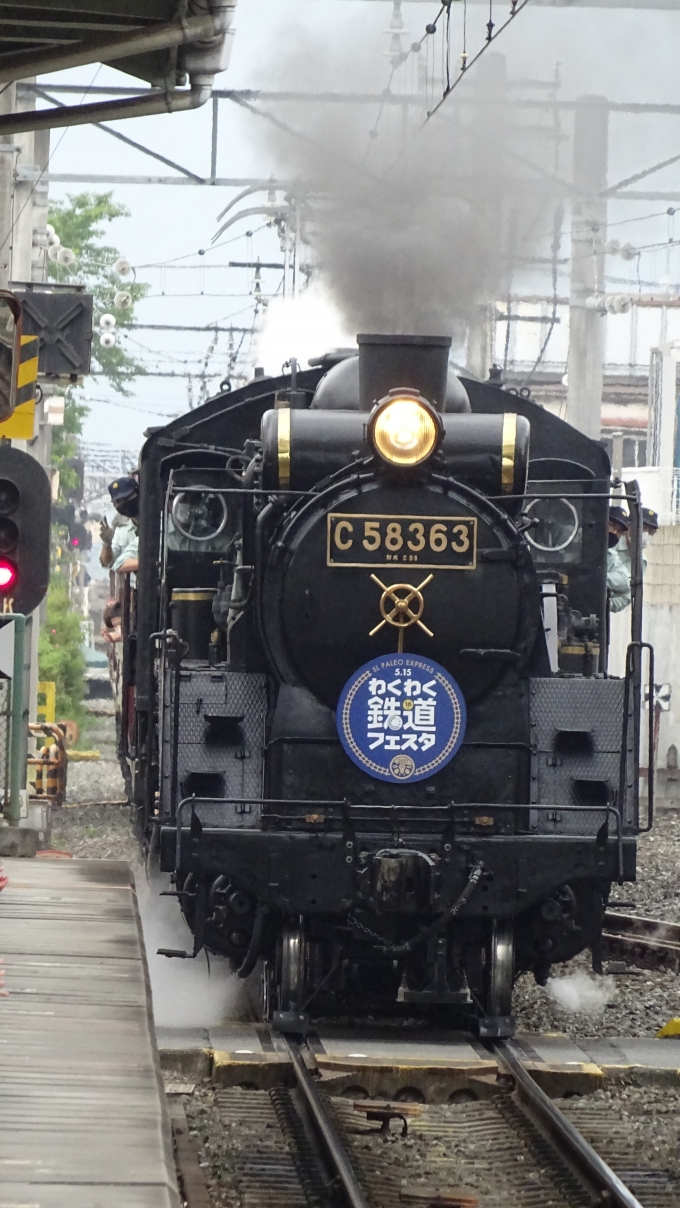 鉄道乗車記録の写真:乗車した列車(外観)(2)        「やってきましたＣ58 363号機パレオエクスプレス」