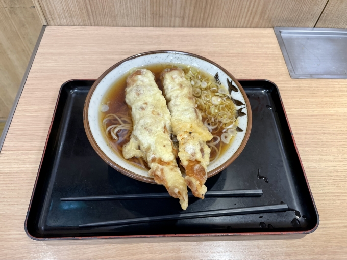 鉄道乗車記録の写真:駅弁・グルメ(1)        「仙台駅の駅そばでちくわ天そばを食べました。」