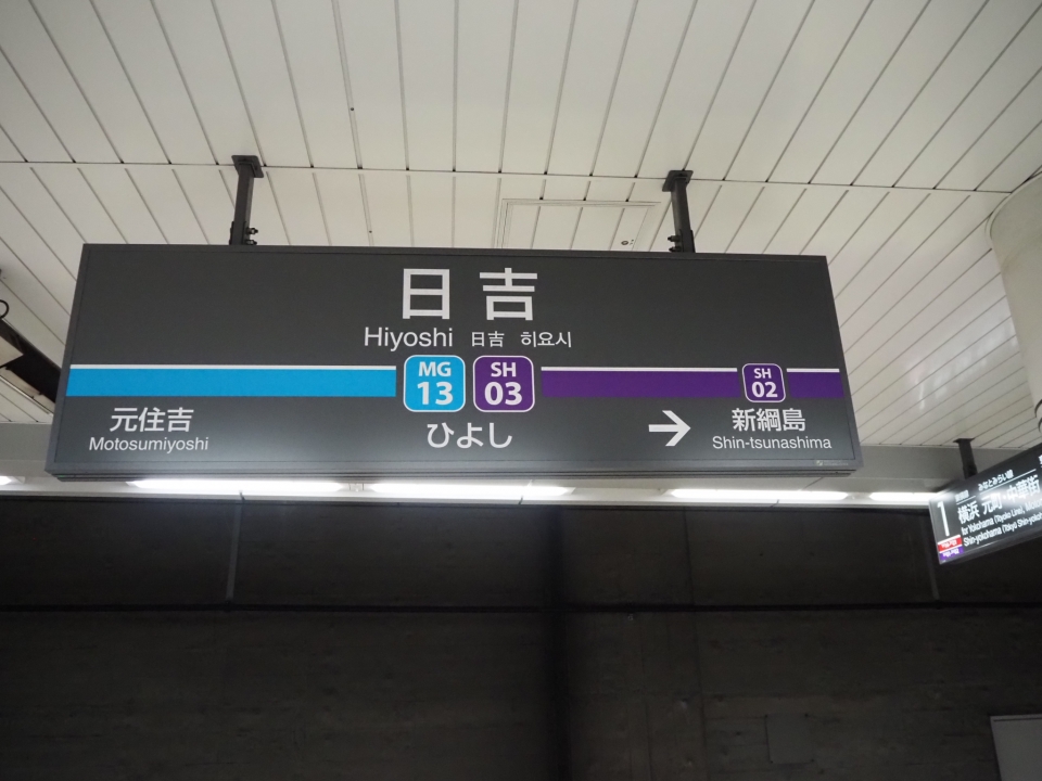 鉄レコ写真(5):駅名看板 乗車記録(乗りつぶし)「武蔵小杉駅から日吉駅 