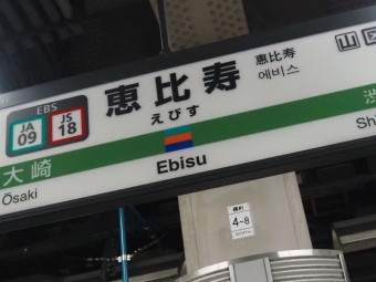 恵比寿駅から大崎駅の乗車記録(乗りつぶし)写真
