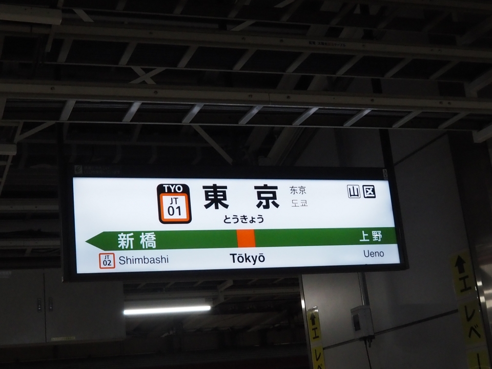 鉄レコ写真(1):駅名看板 乗車記録(乗りつぶし)「東京駅から岡山駅(2023