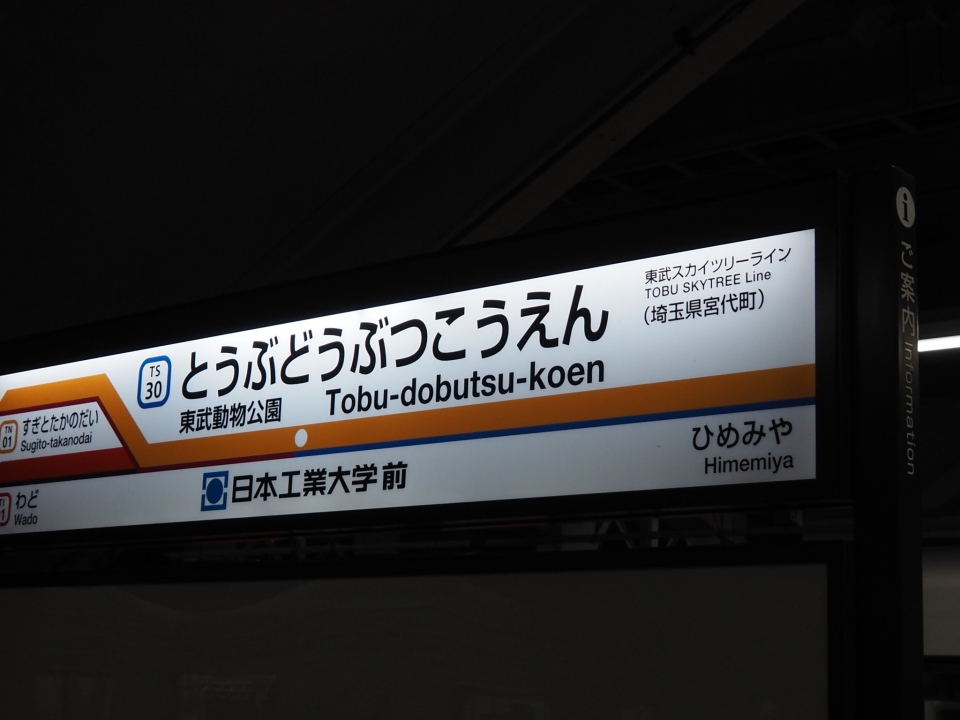 鉄レコ写真(1):駅名看板 乗車記録(乗りつぶし)「東武動物公園駅から