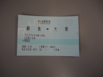 蘇我駅から大原駅の乗車記録(乗りつぶし)写真