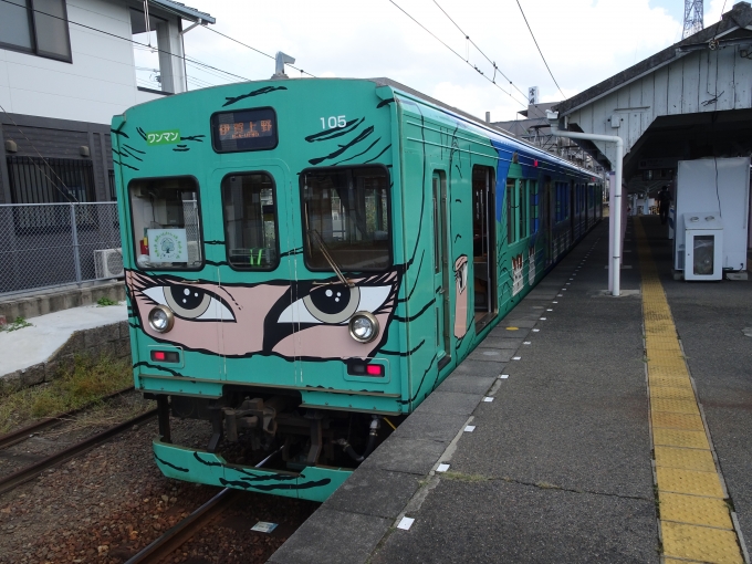 鉄道乗車記録の写真:乗車した列車(外観)(4)        「結局は一番最初に乗った編成に当たりました。(ピンクの忍者電車は上野市の車庫で休んでいました。)」