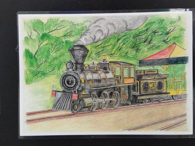 鉄道乗車記録の写真:旅の思い出(5)        「義経号のイラストです。(後ろの客車は花博のSL列車の物と思われます。)」
