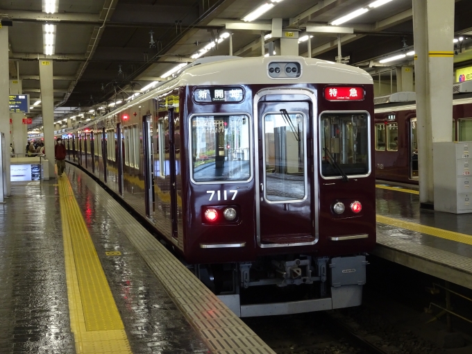 鉄道乗車記録の写真:列車・車両の様子(未乗車)(3)        「7017Fの神戸側です。7003Fからアルミ製のT車(7583・7553)を組み込んで8連化しています。」
