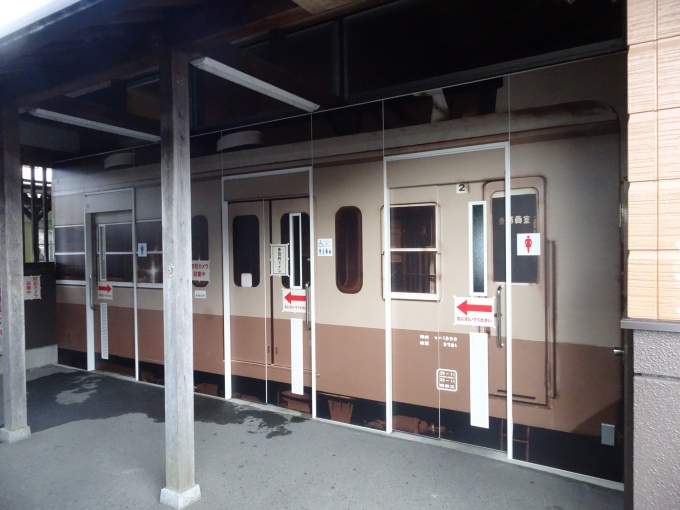 鉄道乗車記録の写真:駅舎・駅施設、様子(12)        「日野駅の御手洗いです。電車のラッピングがされています。」