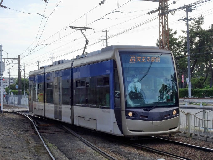鉄道乗車記録の写真:列車・車両の様子(未乗車)(3)        「浜寺駅前から発車する1003編成｢青らん｣です。先の709は、これの出発を待っていました。」
