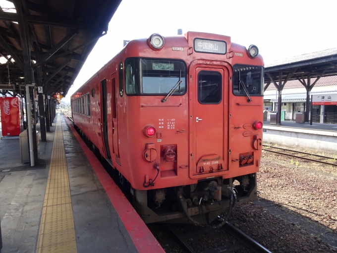 鉄道乗車記録の写真:列車・車両の様子(未乗車)(3)        「｢中国勝山｣行きのキハ40です。」