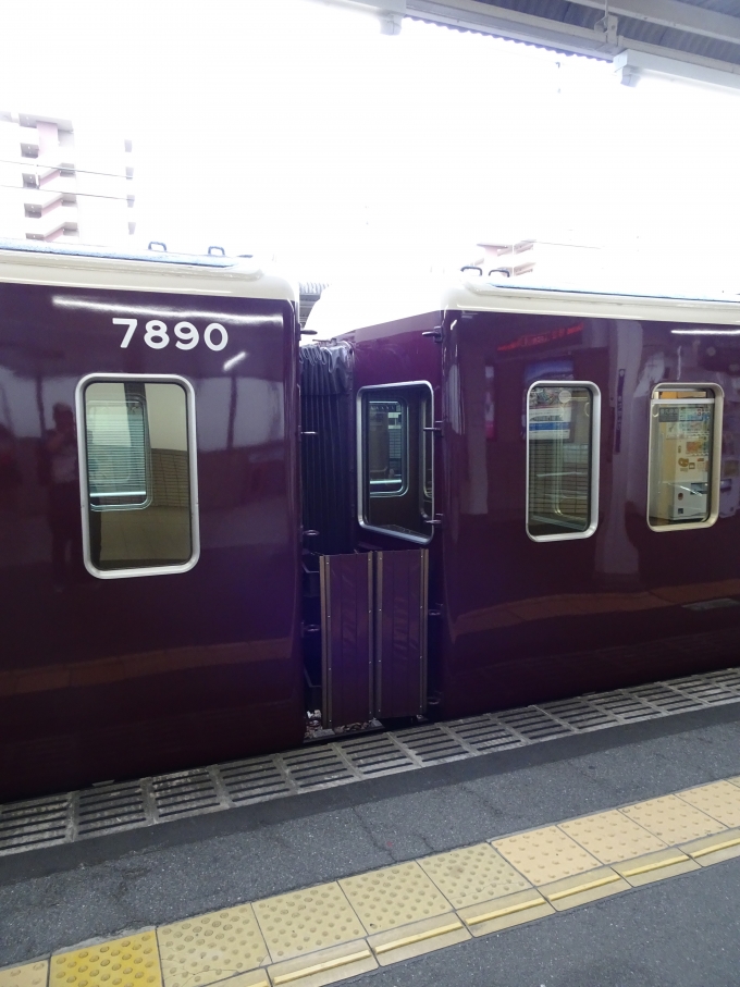 鉄道乗車記録の写真:乗車した列車(外観)(3)        「#7890と#7954の乗務員室の撤去部分です。小窓が並ぶところは､3両編成を2本つないで6両編成にした、京浜急行電鉄の800系と同じ様相です。」