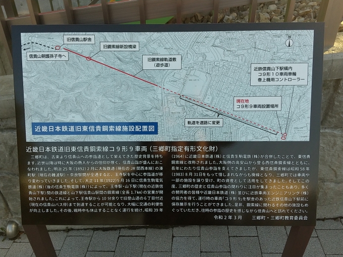 鉄道乗車記録の写真:旅の思い出(4)        「東信貴ケーブルの路線図とコ9の説明板です。」