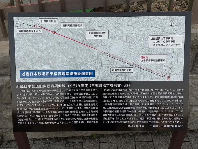 鉄道乗車記録の写真:旅の思い出(8)        「東信貴ケーブルのコ9の解説板です。」