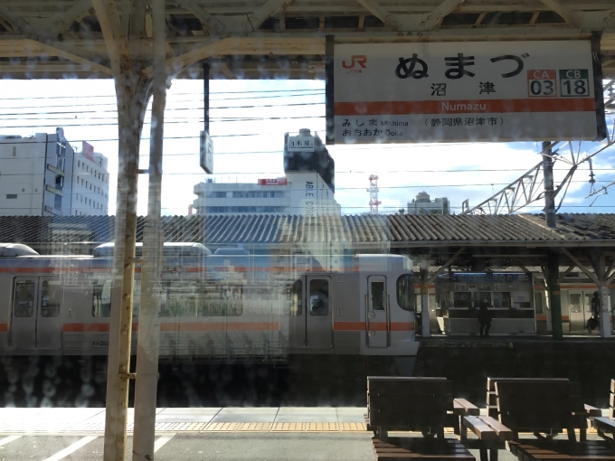 鉄道乗車記録の写真:駅舎・駅施設、様子(1)        「4番ホーム東海道線の熱海行き駅名標です
かわいいオレンジ君です」