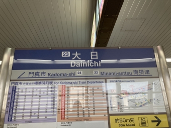 大日駅から大阪空港駅の乗車記録(乗りつぶし)写真