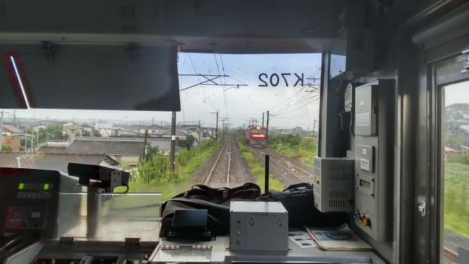 鉄道乗車記録の写真:車窓・風景(1)        「すれ違った貨物列車の貨車はタキ１両でした。
機関車はEH500-74です。」