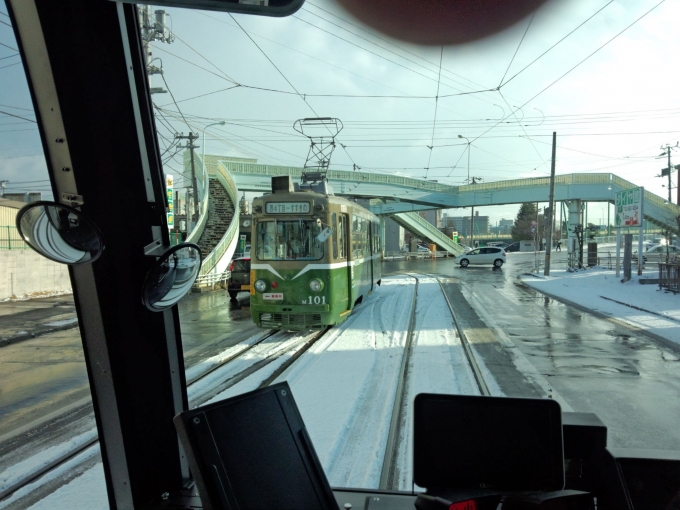 鉄道乗車記録の写真:車窓・風景(4)        「反対側にM101が見えてます。運行は平日限定と思ってました。」