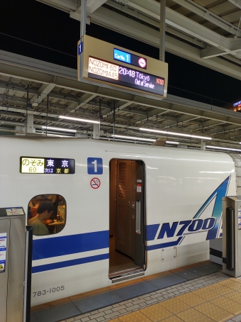 岡山駅から新大阪駅の乗車記録(乗りつぶし)写真