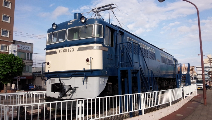 鉄道乗車記録の写真:駅舎・駅施設、様子(7)        「足利駅前で保存されているEF60 123号機です。」