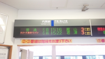 安房鴨川駅から君津駅の乗車記録(乗りつぶし)写真