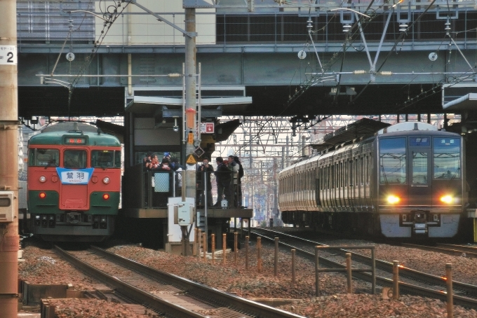 鉄道乗車記録の写真:旅の思い出(1)        「沿線。
リバイバル急行「鷲羽」115系湘南色と207系です。」