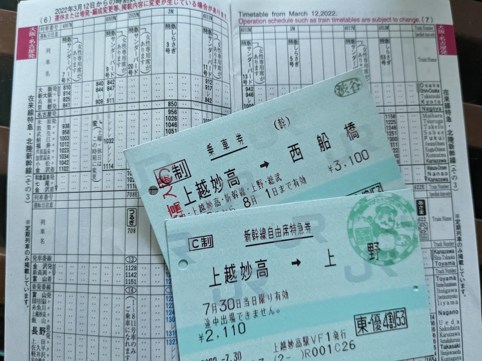 鉄道乗車記録「上越妙高駅から上野駅」きっぷの写真(2) by Tsurugi2999 撮影日時:2022年07月30日