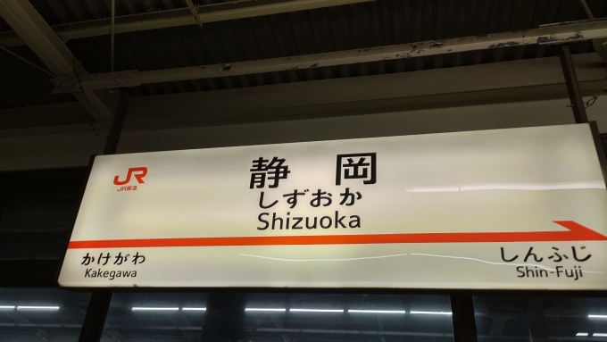 鉄道乗車記録の写真:駅名看板(3)        「20時37分、静岡着」
