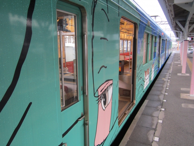 鉄道乗車記録の写真:乗車した列車(外観)(1)        「伊賀鉄道205（緑忍者）車両の側面」