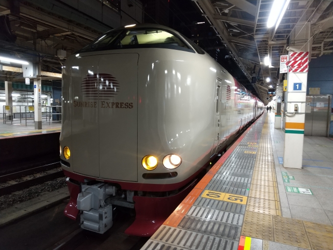 鉄道乗車記録の写真:乗車した列車(外観)(1)     「サンライズ瀬戸発車前」