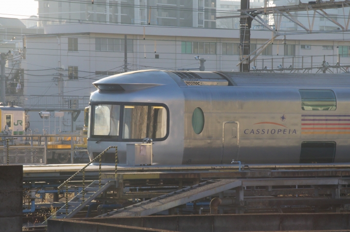 鉄道乗車記録の写真:列車・車両の様子(未乗車)(1)        「カシオペアがいます。かっこいいかも。」