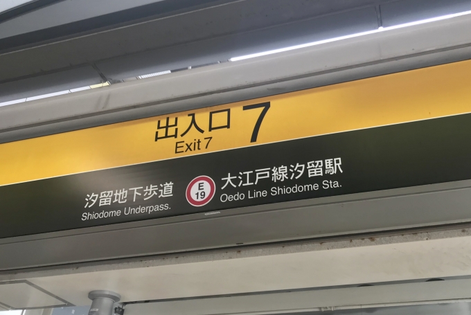 鉄道乗車記録の写真:駅舎・駅施設、様子(2)        「出入口7から汐留駅に入場」