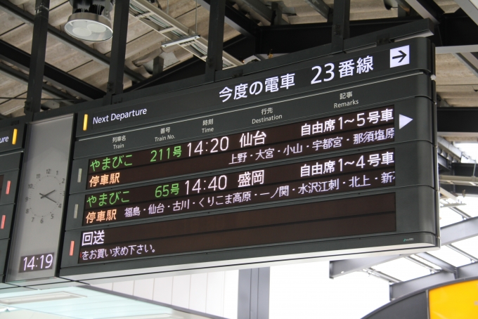 鉄道乗車記録の写真:駅舎・駅施設、様子(2)        「東京駅での乗車列車の案内。」