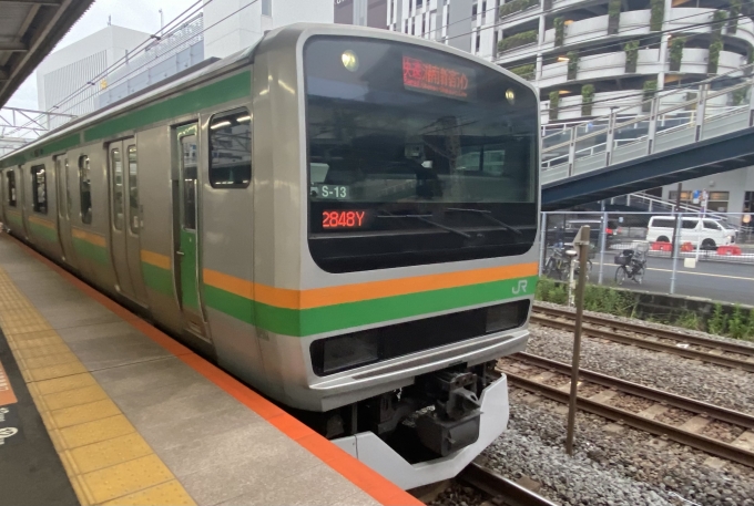 鉄道乗車記録の写真:乗車した列車(外観)(1)        「戸塚駅に到着した乗車列車。」