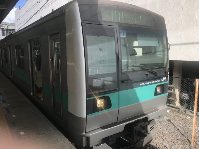 鉄道乗車記録の写真:乗車した列車(外観)(1)          「松戸駅で出発待機中の乗車車両。」