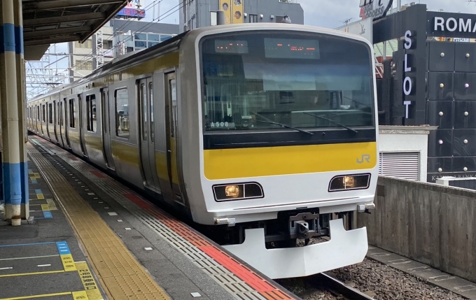 鉄道乗車記録の写真:乗車した列車(外観)(1)          「船橋駅に入線する乗車列車。」