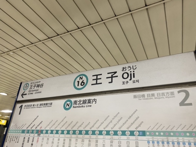 鉄道乗車記録の写真:駅名看板(2)        「王子駅から乗車。」