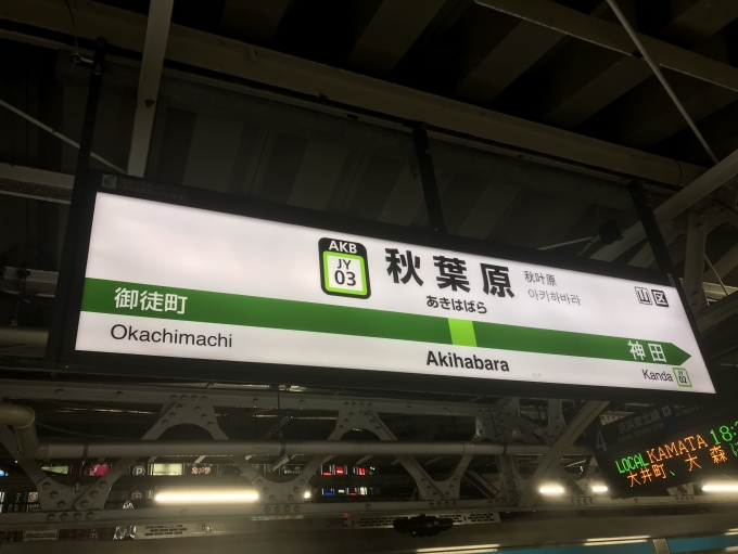 鉄道乗車記録の写真:駅名看板(3)        「秋葉原駅に到着」