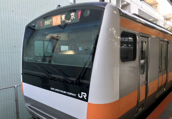 鉄道乗車記録の写真:乗車した列車(外観)(1)          「三鷹駅で乗車車両を撮影。」