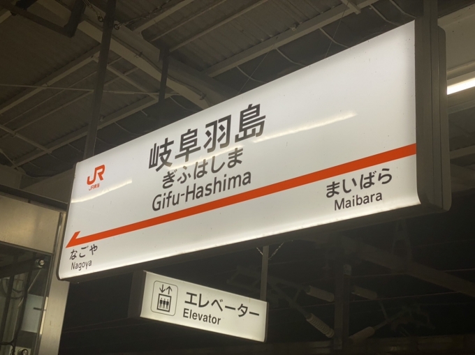 鉄道乗車記録の写真:駅名看板(2)        「岐阜羽島駅から乗車。」
