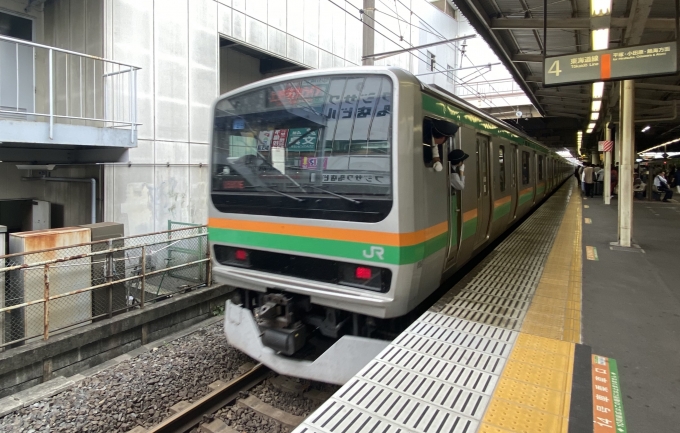 鉄道乗車記録の写真:乗車した列車(外観)(1)          「藤沢駅を後にする乗車列車。」