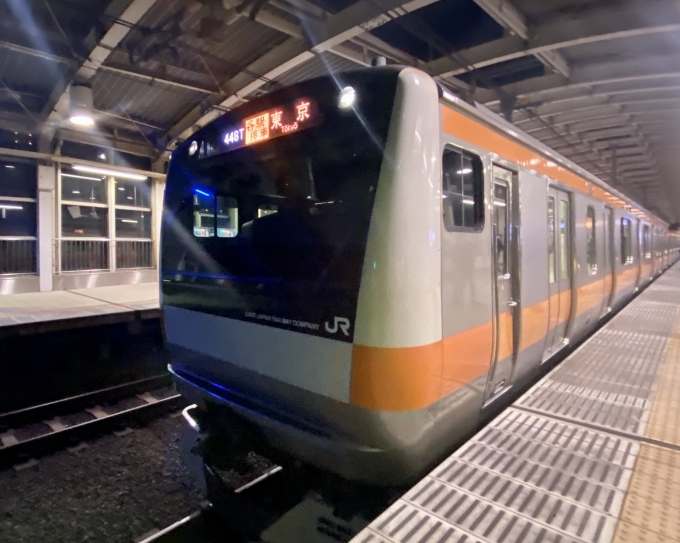 鉄道乗車記録の写真:乗車した列車(外観)(1)          「武蔵境駅で出発待機中の乗車列車。」