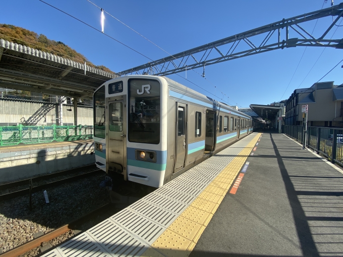 鉄道乗車記録の写真:乗車した列車(外観)(2)        「相模湖駅に到着した乗車列車。」