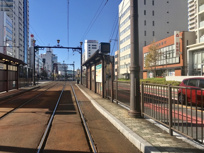 鉄道乗車記録の写真:駅舎・駅施設、様子(3)        「到着後に撮影した新川電停の様子。」