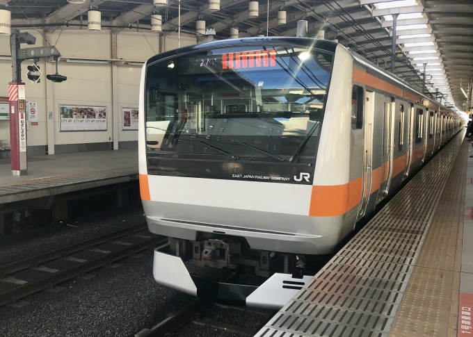 鉄道乗車記録の写真:乗車した列車(外観)(1)        「武蔵境駅に到着する乗車車両。」