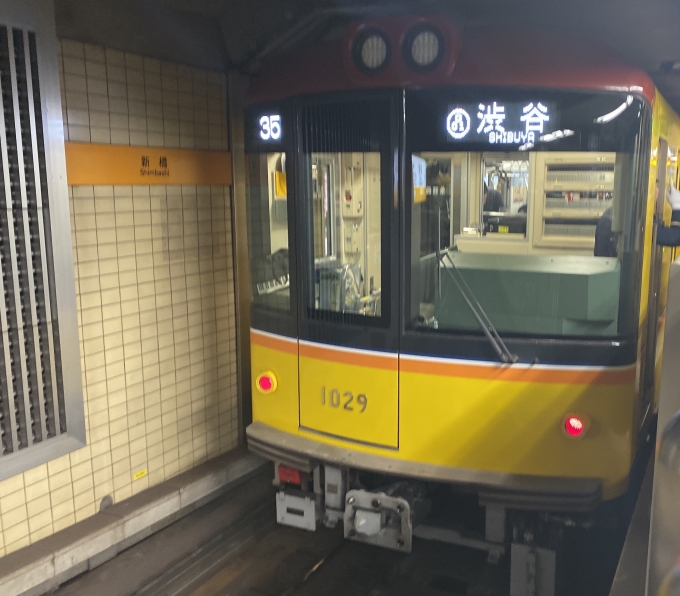 鉄道乗車記録の写真:乗車した列車(外観)(1)        「新橋駅に到着した乗車列車」