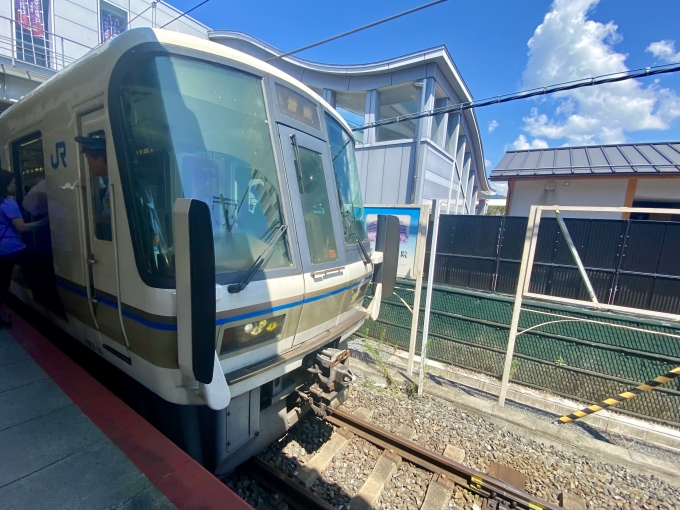 鉄道乗車記録の写真:乗車した列車(外観)(1)        「亀岡駅で出発待機中の乗車列車。」