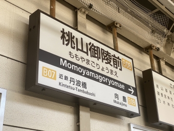 桃山御陵前駅 写真:駅名看板
