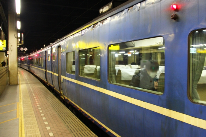 鉄道乗車記録の写真:駅舎・駅施設、様子(2)        「札幌駅停車中の「はまなす」客車。」