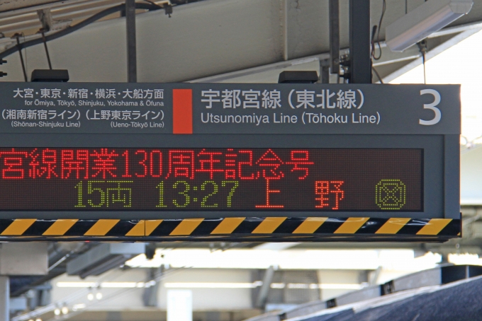 鉄道乗車記録の写真:駅舎・駅施設、様子(9)        「蓮田駅での記念号の発車案内。」